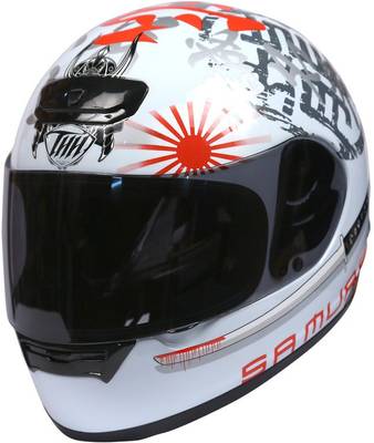 THH HELMETS TS-15 Samurai Full Face Single Shield Helmet (White, Matt) Motorbike Helmet  (White)