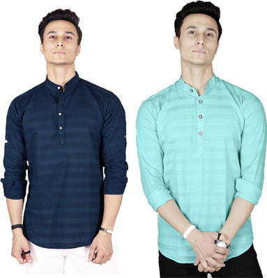 FUBAR Men Striped Straight Kurta(Multicolor)