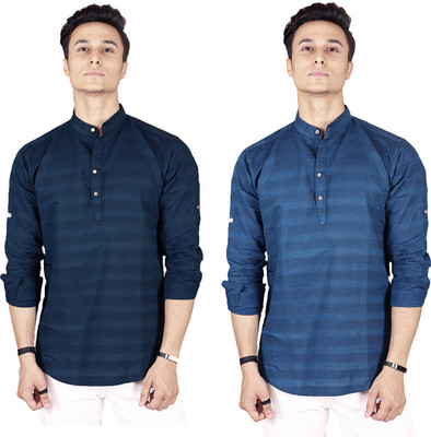 FUBAR Men Striped Straight Kurta(Multicolor)