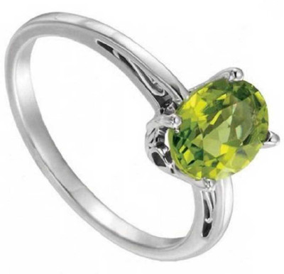 PARTH GEMS Peridot Ring with Natural Peridot and lab Certified Stone Zinc, Bronze, Copper, Nickel, Metal Peridot Silver Plated Ring