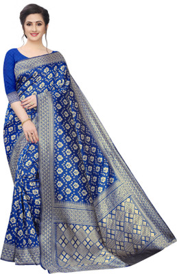 OFLINE SELECTION Woven Kanjivaram Polyester, Cotton Silk Saree(Blue, Beige)