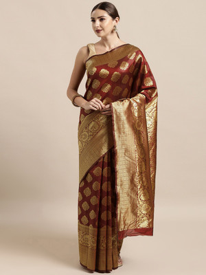 SAINOOR Woven Banarasi Art Silk Saree(Maroon)