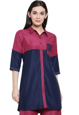 Office & you Women Solid Formal Blue, Pink Shirt