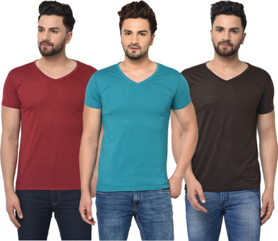 Adorbs Solid Men V Neck Red, Blue, Black T-Shirt