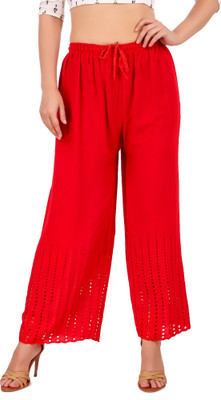 Trend Level Flared Women Red Trousers