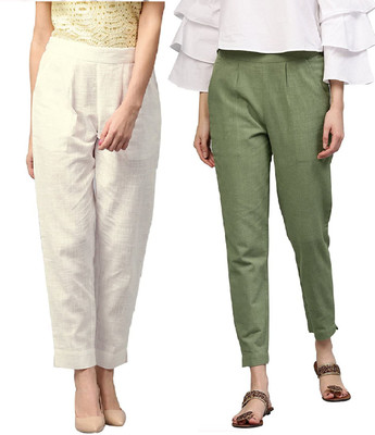 IRK Fashion Slim Fit Women White, Green Trousers