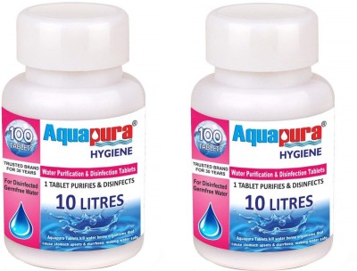 Aquapura Water Purifier Tablets, 1 Tablet for 20 Litres Water, 100 Tablets Pack, 3 Years Shelf Life & Warranty, For Household, Workplace and Family (Pack of 2)(20 L)