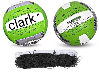 clark Pu 5000 green combo and nylon net Volleyball - Size: 4(Standard, Pack of 1)