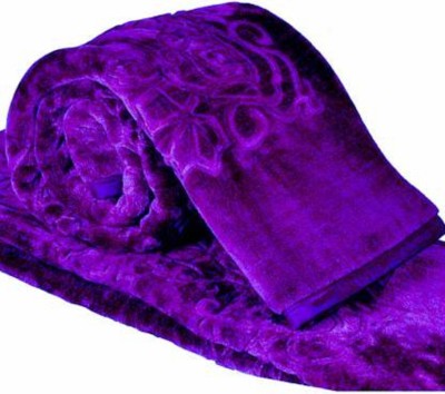AUBORON Self Design Double Mink Blanket for  Heavy Winter(Microfiber, Purple)