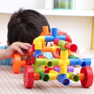 AEXONIZ TOYS Plastic 85 Piece Pipe Puzzle Shape Building Block Set for 3-8 Years Old Kids Children(Multicolor)