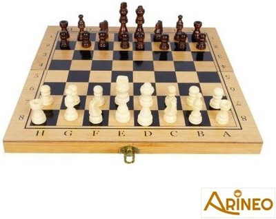 ARINEO HIGH QUALITY FOLDABLE WOODEN CHESS & CHESS COINS Strategy & War Board Game