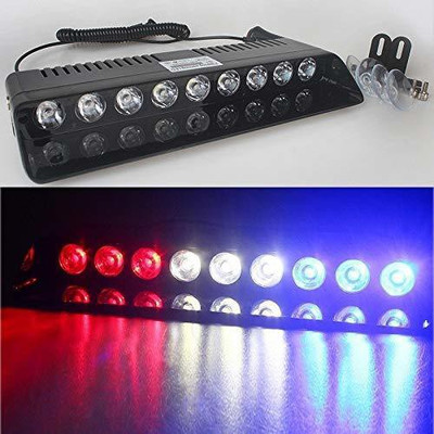 Automaze 9 LED White Flasher Strobe Car Police Emergency Light with 6 Flashing Modes (Red/Blue) Headlight Car, Truck, Van LED (12 V, 8 W)(Universal For Car, Pack of 1)