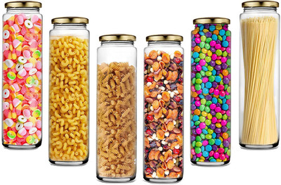 Ginoya Brothers Glass Grocery Container  - 500 ml(Pack of 4, Clear)