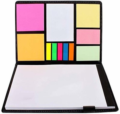 DALUCI Faux Leather 12 in 1 Large Size Memo Notebook Notepad with Multi Size & Color Sticky Notes Diary Style A4 Notebook Soft Bound 100 Pages(Multicolor)