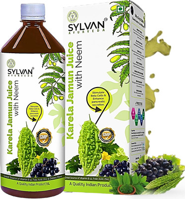 SYLVAN AYURVEDA KARELA JAMUN NEEM JUICE 1L Helpful in Diabetes & Weight Management(1 L)