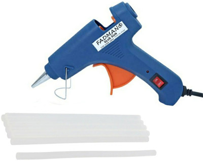 FADMAN 20 WATT (BLUE) | 7MM 15 GLUE STICKS TRANSPARENT | Standard Temperature Corded Glue Gun(7 mm)