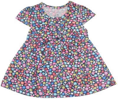 babeezworld Baby Girls Midi/Knee Length Casual Dress(Multicolor, Short Sleeve)