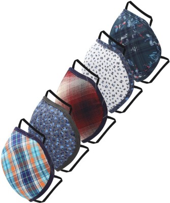 Peter England PECLMSKW52136L Cloth Mask With Melt Blown Fabric LayerMulticolor L Pack of 5 3 Ply