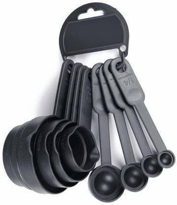 Biway Measuring cup Spoons Set- Perfect Kitchenware Combo set 8 Pcs Black Plastic Cups Measuring Cup Set(468.7 ml)