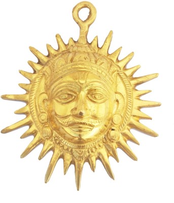 Real Craft Brass Statue of Sun Face Metal Wall Hanging Showpiece Article for Home Décor Surya Dev God Idol Vastu Remedy Figurine Decorative Showpiece  -  14 cm(Brass, Gold)