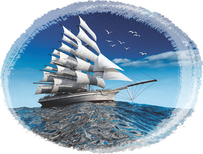 Varadvinayak 59 cm Ship in magical wall hole Self Adhesive Sticker(Pack of 1)