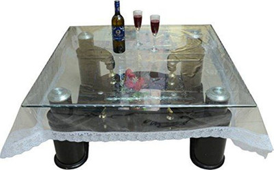 MONKDECOR Solid 4 Seater Table Cover(Silver, PVC)