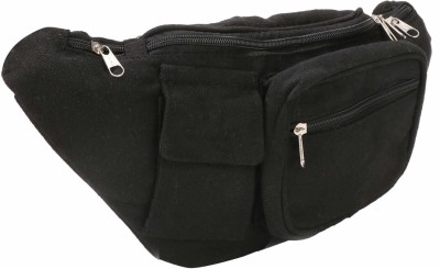 LONGING TO BUY Canvas Travel Zipper Waist Bag and Money Belt Bag (Black) Waist Bag(Black)