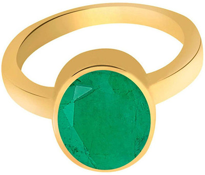 prateek enterprises PRATEEK ENTERPRISES NATURAL AND CERTIFIED EMERALD (PANNA)ADJUSTABLE RING Brass Emerald Gold Plated Ring