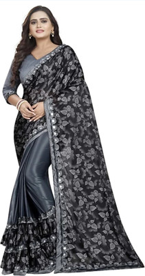 DHEEMAHI ENTERPRISE Woven Bollywood Silk Blend, Lycra Blend Saree(Grey)