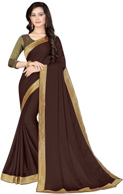 vaanisri Solid/Plain Bollywood Jacquard Saree(Brown)