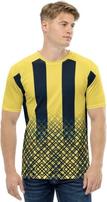 JJ TEES Printed Men Round Neck Yellow T-Shirt