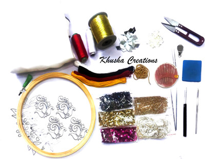 KHUSHA CREATIONS Embroidery kit for beginners and professionals / Hobby Embroidery / Wooden Hoop Kit