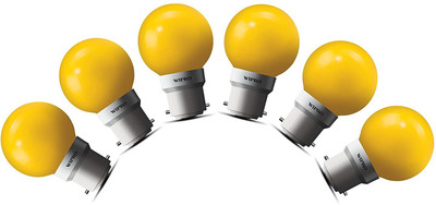 Wipro 0.5 W Basic Standard B22 LED Bulb(Yellow, Pack of 6)