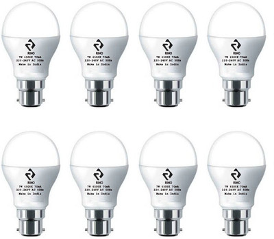 rino 7 W Basic Standard B22 LED Bulb(White, Pack of 8)