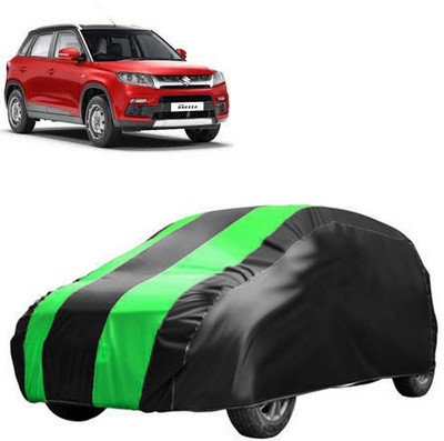 MotohunK Car Cover For Maruti Suzuki Vitara Brezza (Without Mirror Pockets)(Green, Black)