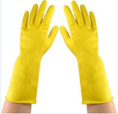 Friends Club Reusable Gloves and Washing Latex Rubber Hand Long Sleeve Gloves for Dishwashing and Other Household Cleaning Work (Yellow Colour) Cleaning Gloves,Pet Grooming Gloves,Sanitation Gloves (Pair of 1)Â Â  Wet and Dry Glove Set(Large Pack of 2)