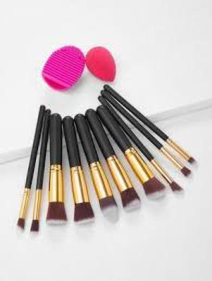 SAM&NIC 10 Pcs Professional Kabuki Foundation Powder (Pack of 10)......With Sponge puff, egg(12 Items in the set)