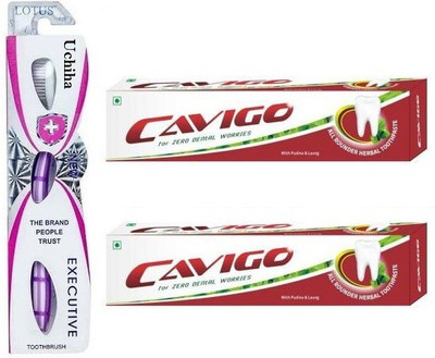 Uchiha Executive Sensitive ToothBrush & RCM Cavigo Herbal Toothpaste(3 Items in the set)