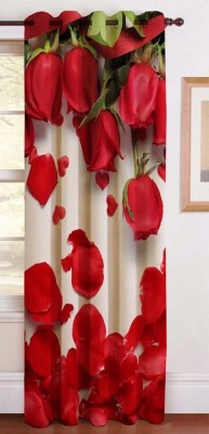 RS COLLACTION 213 cm (7 ft) Polyester Door Curtain Single Curtain(Floral, Red)