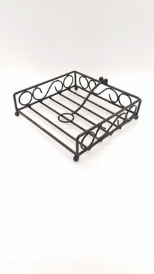manzees 1 Compartments Wrought Iron Napkin Holder(Black)