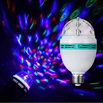 iWin Diwali Decoration LED Disco Light 360D Rotating White Plastic and Metal RGB Crystal Ball LED Bulb Magic Disco LED Light,LED Rotating Bulb Light Lamp for Party/Home/Diwali Decoration (Pack of 1) Single Disco Ball