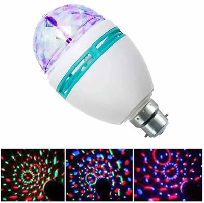 CraftQua 360D Rotating White Plastic and Metal RGB Crystal Ball Led Bulb (Pack of 1) Single Disco Ball(Ball Diameter: 12 cm)