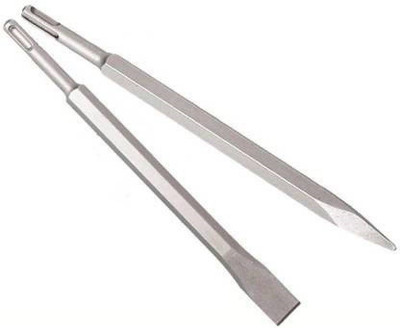 Inditrust 2PCS/SET Flat,Pointed 2pc 14x250mm Point and Flat chisel hammer bit