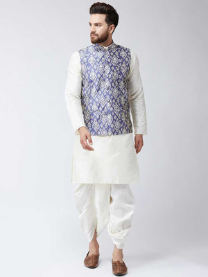 SAIFOO Men Kurta Dhoti Ethnic Jacket Set
