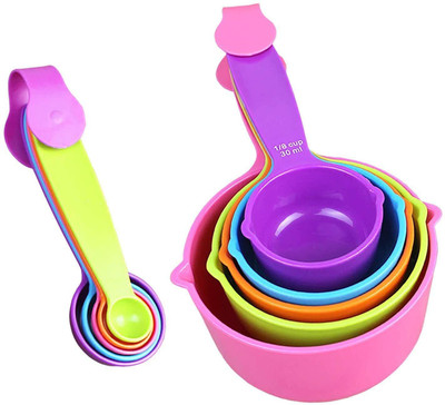 PuthaK Plastic Measuring Cups and Measuring Spoons 10-Piece Set, 5 Cups and 5 Spoons Measuring Cup Set(250 ml)