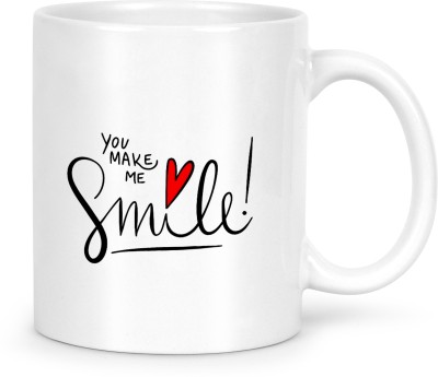 IDREAM Ceramic Coffee Motivational Quote Printed - You Make Me Smile Ceramic Coffee Mug(330 ml)