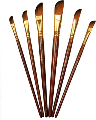 CHROME Small Handle Synthetic Dagger Striper Tip Artist Paint Brushes(Brown)