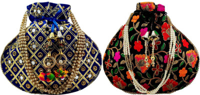 lookingfab potli matka combo-52(Black,Blue)=2 Potli
