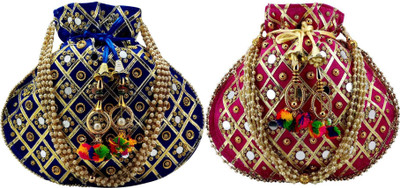 lookingfab potli matka combo-50(pink,Blue)=2 Potli