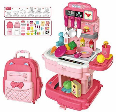 manvi Suitcase Shape Kitchen Set for Girls Toys with Lights and Music | Kids Toys for Girls
